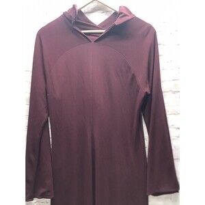 Adrianna Women's Midi Dress Size 10 Burgundy Mock Drape Neck Long Sleeve